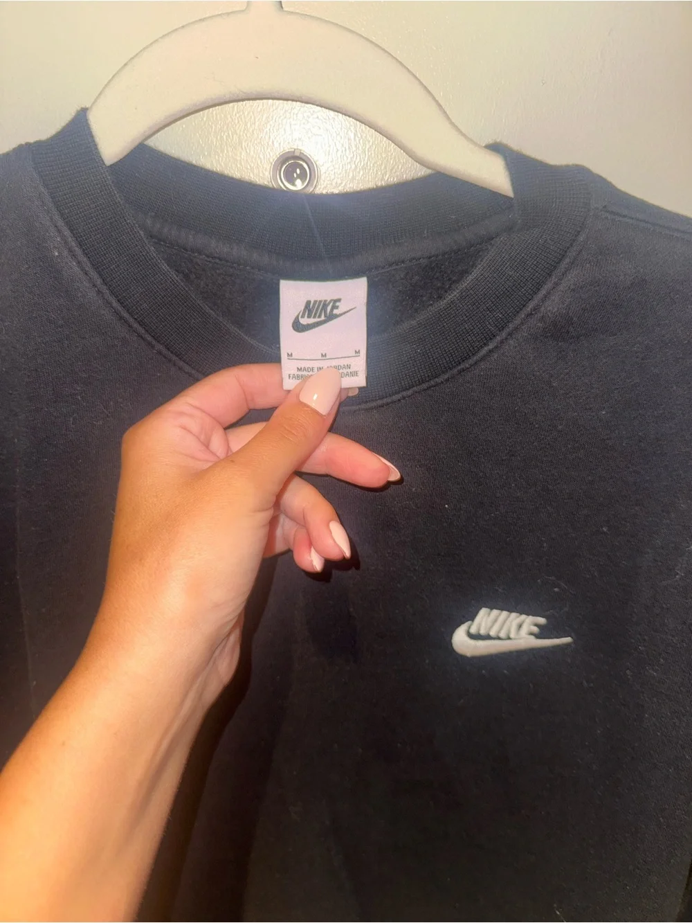 Nike Men’s Black Crewneck Sweatshirt with White Swoosh
